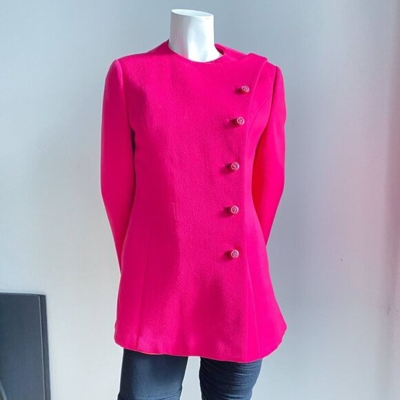 Vintage Union Made Bright Pink Barbiecore Asymmetrical Closure Blazer M - Picture 2 of 7
